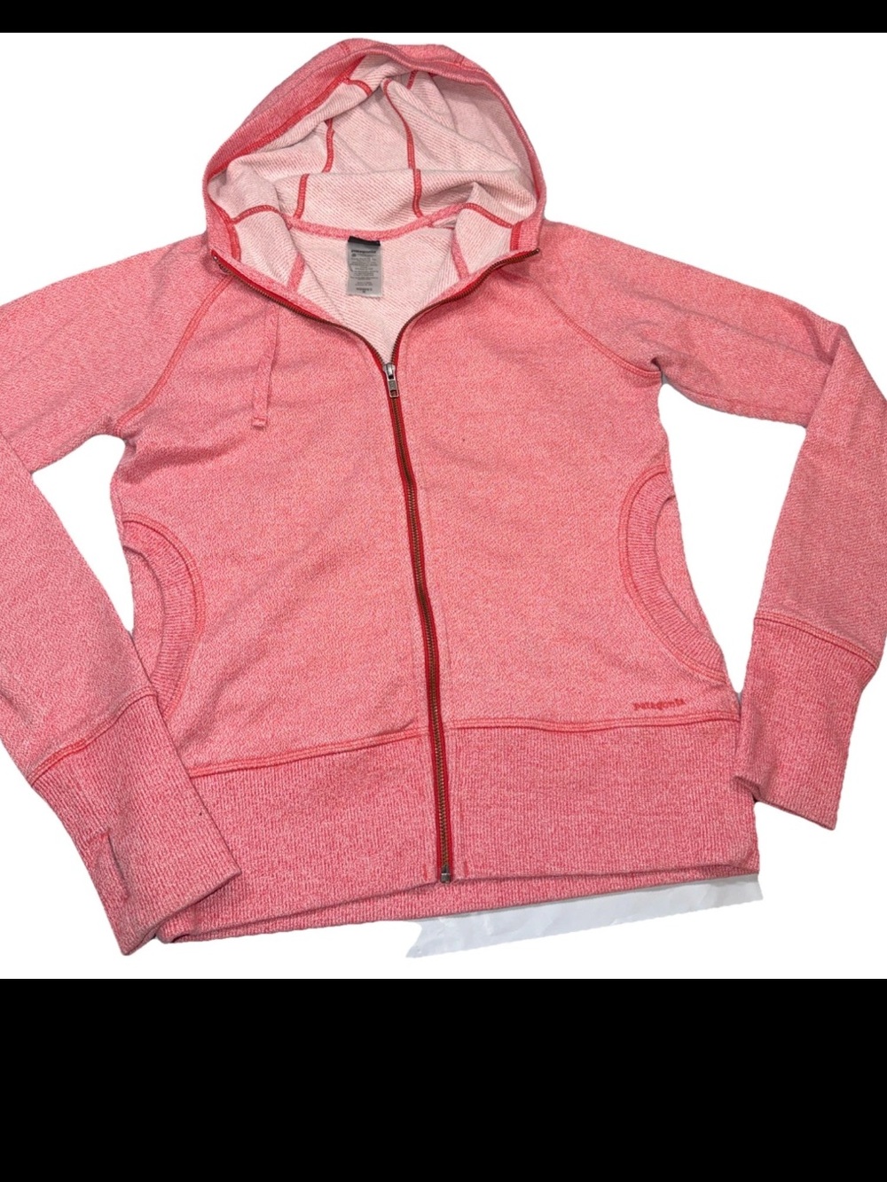 Patagonia Cloud Stack Hoody Women's Medium Coral Pink Full Zip Fleece Thumbholes